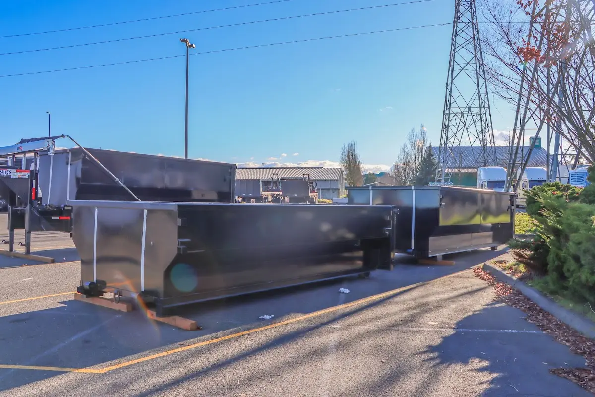 Roll-off dumpster ready for waste disposal at job site for Construction Dumpster Rental in Sherwood